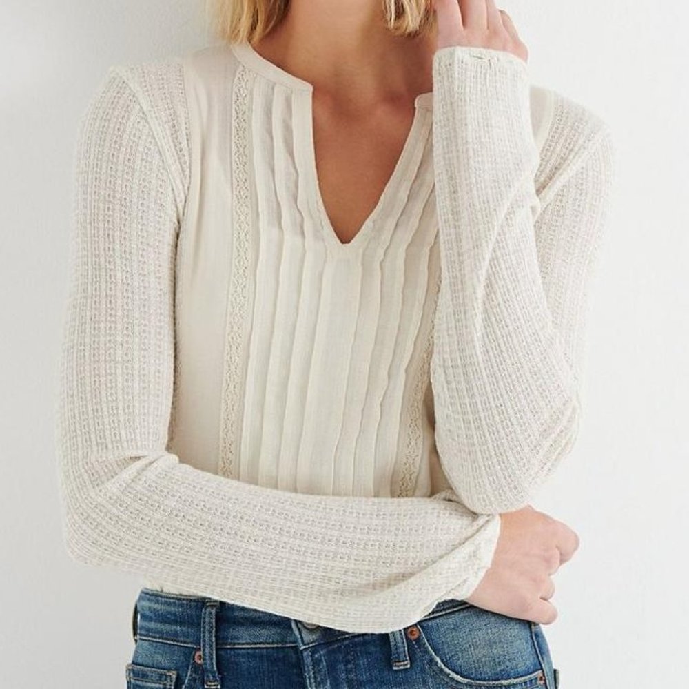 Lucky Brand Solid Woven Drop Needle Peasant